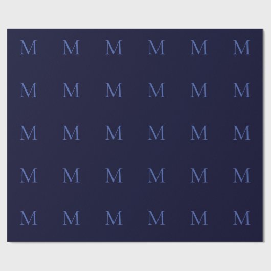 Black Rock Deep Blue Classical Unique Monogram Cadeaupapier (Vlak)