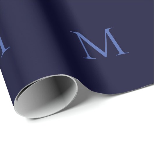Black Rock Deep Blue Classical Unique Monogram Cadeaupapier (Rol Hoek)