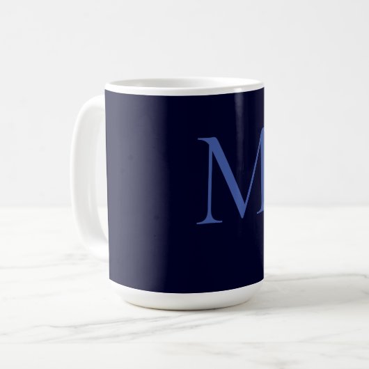 Black Rock Deep Blue Classical Unique Monogram Koffiemok (Voorkant links)
