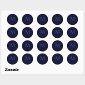 Black Rock Deep Blue Classical Unique Monogram Ronde Sticker (Vel)