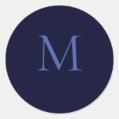Black Rock Deep Blue Classical Unique Monogram Ronde Sticker (Voorkant)
