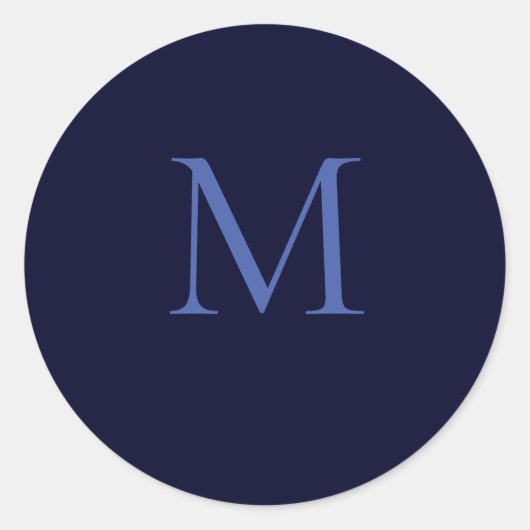Black Rock Deep Blue Classical Unique Monogram Ronde Sticker (Voorkant)