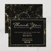 Black rock stone faux textuur lijst Dank u Bedankkaart (Voorkant / Achterkant)