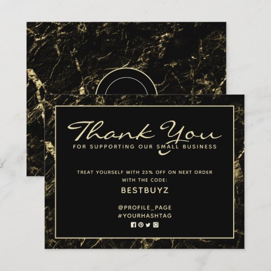 Black rock stone faux textuur lijst Dank u Bedankkaart (Voorkant / Achterkant)