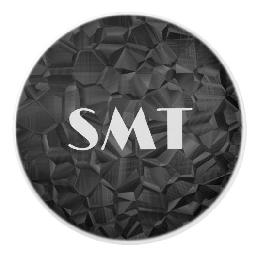 Black Rock Texture Monogram Keramische Knop (Voorkant)