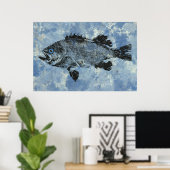 Black Rockfish On Blue - 36 x 24-inch Poster (Thuiskantoor)