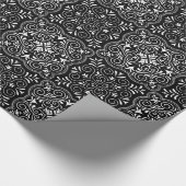 Black Rococo Pattern Flourish Cadeaupapier (Hoek)