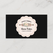Black Rolling Pin Rustic Bakery Visitekaartje (Voorkant)