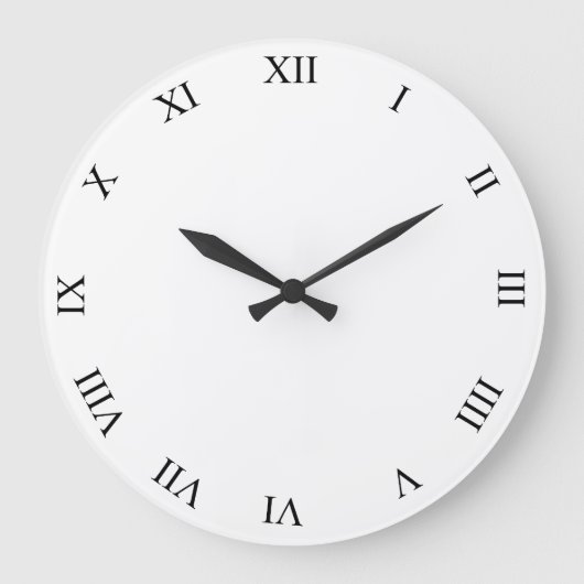 Black Roman Numbers Clock Face  Grote Klok (Voorkant)