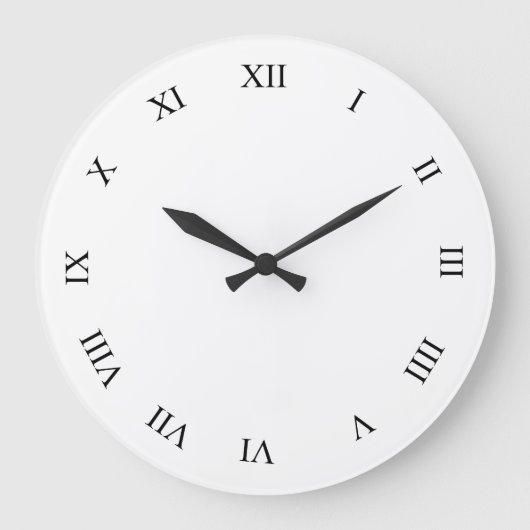 Black Roman Numbers Clock Face Wall Clock Grote Klok (Voorkant)