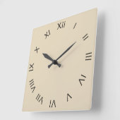 Black Roman Numbers op beige wcn Vierkante Klok (Hoek)