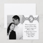 Black Romance Monogram Verloving Kaart (Voorkant / Achterkant)