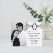 Black Romance Monogram Verloving Kaart (Staand voorkant)