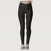 Black Romantic Gold Hearts Pattern Leggings (Voorkant)