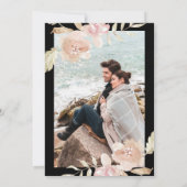 Black Romantic Waterverf Florals Weddenschap Foto Save The Date (Achterkant)