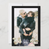 Black Romantic Waterverf Florals Weddenschap Foto Save The Date (Achterkant)