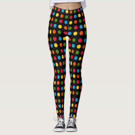 Black | Rood Blauw Groen Geel Sinaasappel Polka Do Leggings