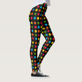 Black | Rood Blauw Groen Geel Sinaasappel Polka Do Leggings (Rechts)