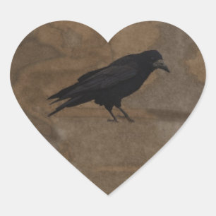Black Rook British Corvid en Rustic Background Hart Sticker