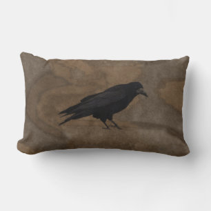 Black Rook British Corvid en Rustic Background Kussen