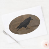 Black Rook British Corvid en Rustic Background Ovale Sticker (Envelop)