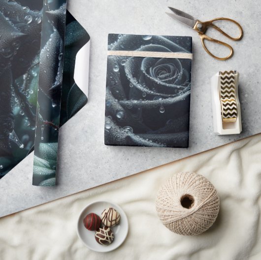 Black Roos Floral Cadeaupapier (Crafts)