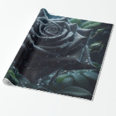 Black Roos Floral Cadeaupapier (Uitgerold)