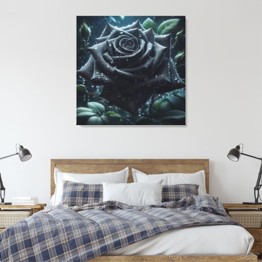 Black Roos Floral Canvas Afdruk (Insitu (Slaapkamer))