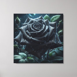 Black Roos Floral Canvas Afdruk