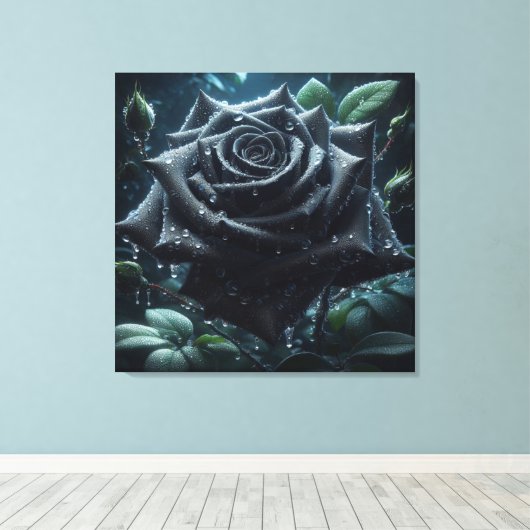 Black Roos Floral Canvas Afdruk (Insitu (Houten vloer))