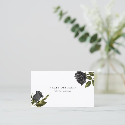 Black Roos Floral Visitekaartje (Staand voorkant)