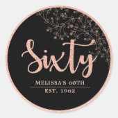 Black Roos Gold 60th Birthday Party Favor Sticker (Voorkant)