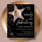 Black & Roos Gold 90e Verjaardag Budget Invitation