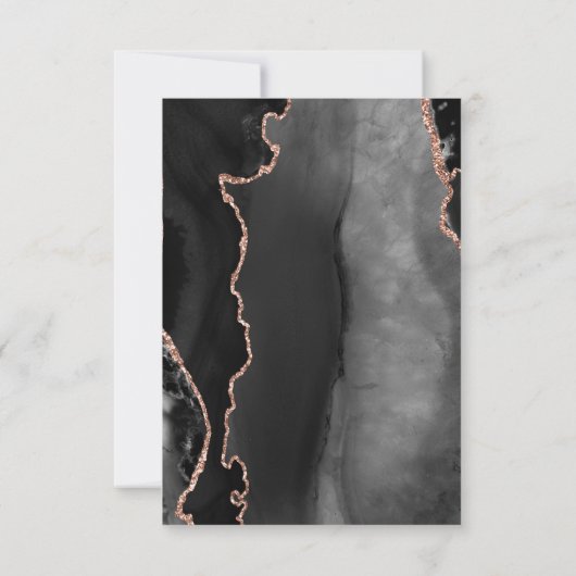 Black Roos Gold Agate Dark Wedding RSVP (Achterkant)