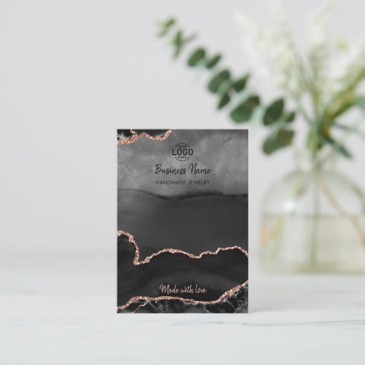 Black Roos Gold Agate Luxury earing Display Kaart Visitekaartje (Staand voorkant)