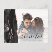 Black Roos Gold Agate Photo Save the Date Briefkaa Briefkaart (Voorkant)
