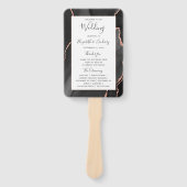 Black Roos Gold Agate Wedding Program Handwaaier (Voorkant)