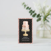 Black Roos Gold Blush Pink Custom Cake Bakery Visitekaartje (Staand voorkant)