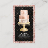 Black Roos Gold Blush Pink Custom Cake Bakery Visitekaartje (Voorkant)