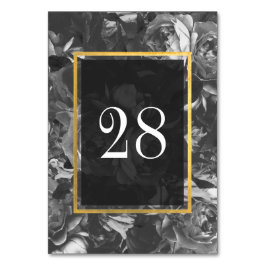 Black Roos Gold Bouquet Table Numbers Kaart