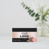 Black Roos Gold Decor Cute Flower met Logo foto Visitekaartje (Staand voorkant)