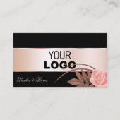 Black Roos Gold Decor Cute Flower met Logo foto Visitekaartje (Voorkant)