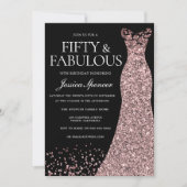 Black Roos Gold Dress Womans 50e verjaardag Kaart (Voorkant)