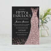 Black Roos Gold Dress Womans 50e verjaardag Kaart (Staand voorkant)