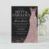 Black Roos Gold Dress Womans 60e verjaardag Kaart (Staand voorkant)