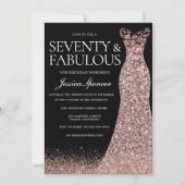 Black Roos Gold Dress Womans 70e verjaardag Kaart (Voorkant)