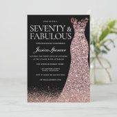 Black Roos Gold Dress Womans 70e verjaardag Kaart (Staand voorkant)