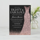 Black Roos Gold Dress Womans 80th Birthday Party Kaart (Staand voorkant)