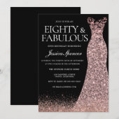 Black Roos Gold Dress Womans 80th Birthday Party Kaart (Voorkant / Achterkant)