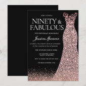 Black Roos Gold Dress Womans 90e verjaardag Kaart (Voorkant / Achterkant)